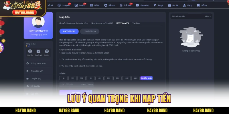 Lưu ý quan trọng khi nạp tiền Lưu ý quan trọng khi nạp tiền