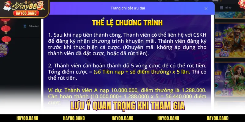 Lưu ý quan trọng khi tham gia Lưu ý quan trọng khi tham gia