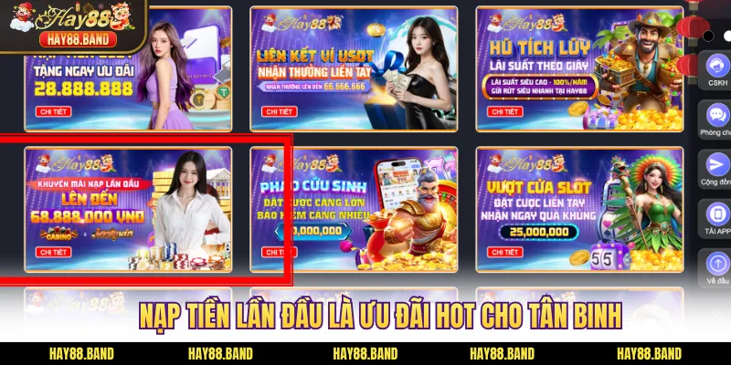 Nạp tiền lần đầu là ưu đãi hot cho tân binh Nạp tiền lần đầu là ưu đãi hot cho tân binh